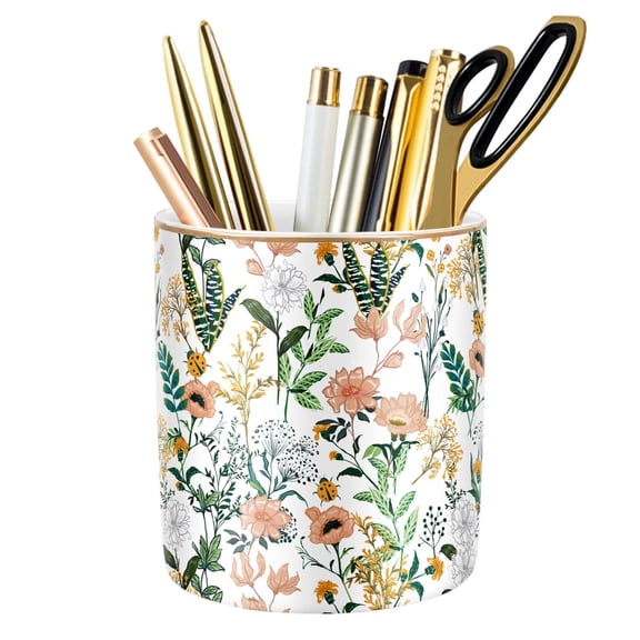 Large Capacity Colored Pen Holder for Desk, Ceramic Pencil Holder Pen Cup Marker Holder Makeup Brush Holders, Desk Accessories & Workspace Organizers for Home, Office