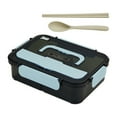 thumbnail image 1 of Large Capacity Compartment Lunch Box, Plastic Microwave Oven Safe Bento Container with Cutlery, Portable Meal Prep Set, Divided Food Storage with Lid, Leakproof Reusable, 1 of 6