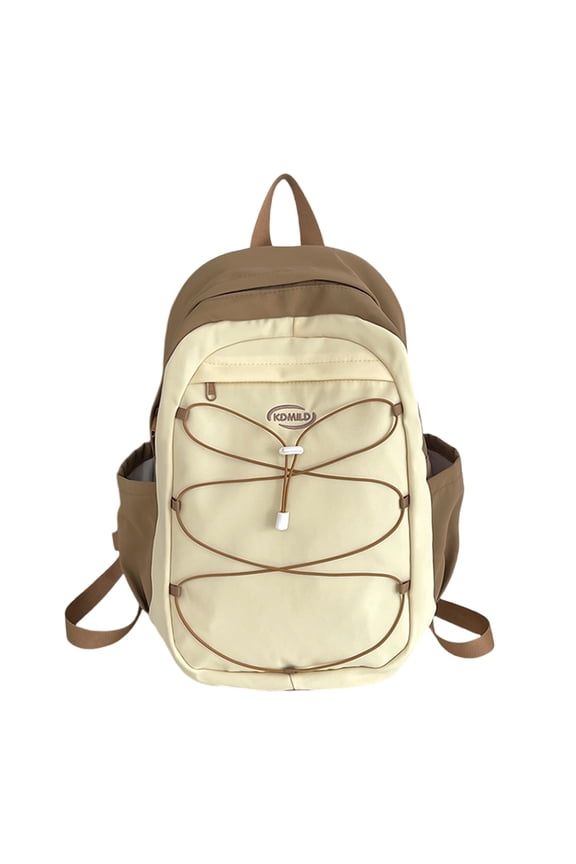 Large Capacity Contrast Color Backpack Teenager Casual Travel School Bag Aesthetic Student Shoulder Bag with Bungee Cord