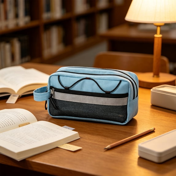 Large Capacity Contrast Color Pencil Case – Soft Cloth Rectangular Pouch, 8.27x4.33x2.76 Inches, Multipurpose Stationery Organizer for Campus