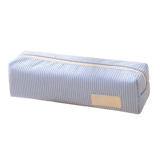 Large Capacity Corduroy Pencil Bag with Secure Zipper - Stylish, Durable Organizer for Daily Stationery Storage & Travel