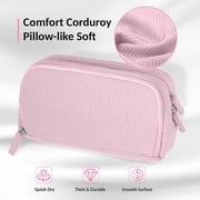 Large Capacity Corduroy Pencil Case, 4-Compartment Soft Pen Pouch with Sturdy Zippers, Multi-Pocket Organizer for Office & Daily Use Pink