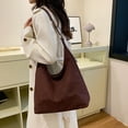 thumbnail image 1 of Large Capacity Corduroy Tote Bag | Coffee Khaki Suede | Adjustable Strap, Detachable Pouch, 12.6x14.17x4.72 in Versatile Shoulder Bag for Hiking, Shopping, Camping, Everyday Use, 1 of 6