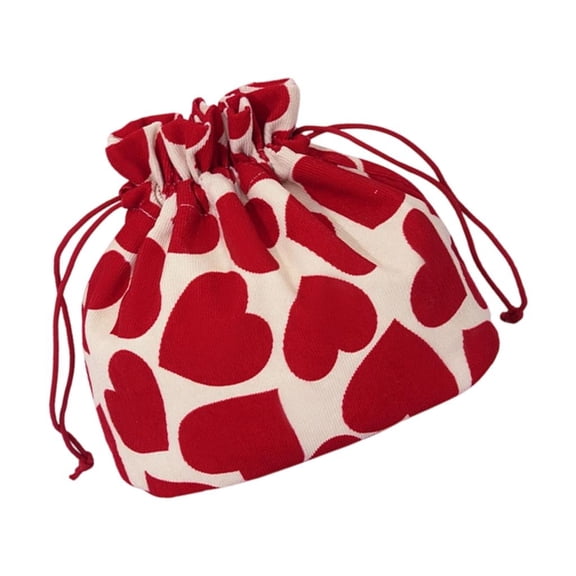 Large Capacity Cosmetic Bag Heart Shaped Makeup Bag Drawstring Toiletry Case