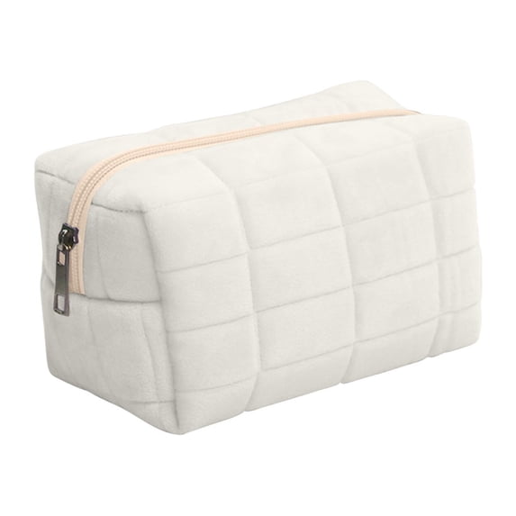 Large-Capacity Cosmetic Bag Velvet,Portable Travel Toiletry Organizer with Dry and Wet Separation,Lightweight Foldable Makeup Storage Bag for Suitcase,Backpack,Daily Travel Essentials-White