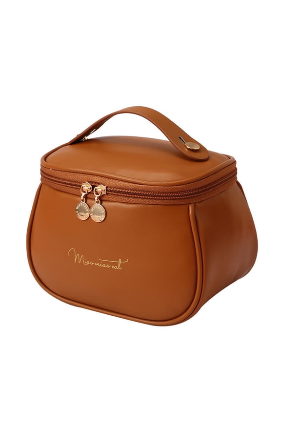 Woman's Toiletry Bag,Wide-open Makeup Cosmetic Pouch Organizer Bag Essentials Travel Accessories for Women Girls-Orange