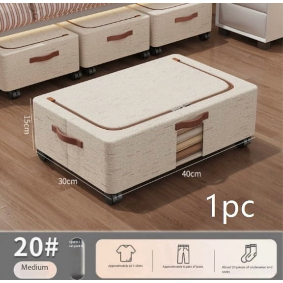 Large-Capacity Cotton and Linen Under Bed Storage Box with Drawer - Perfect Organizer for Clothing and Quilts