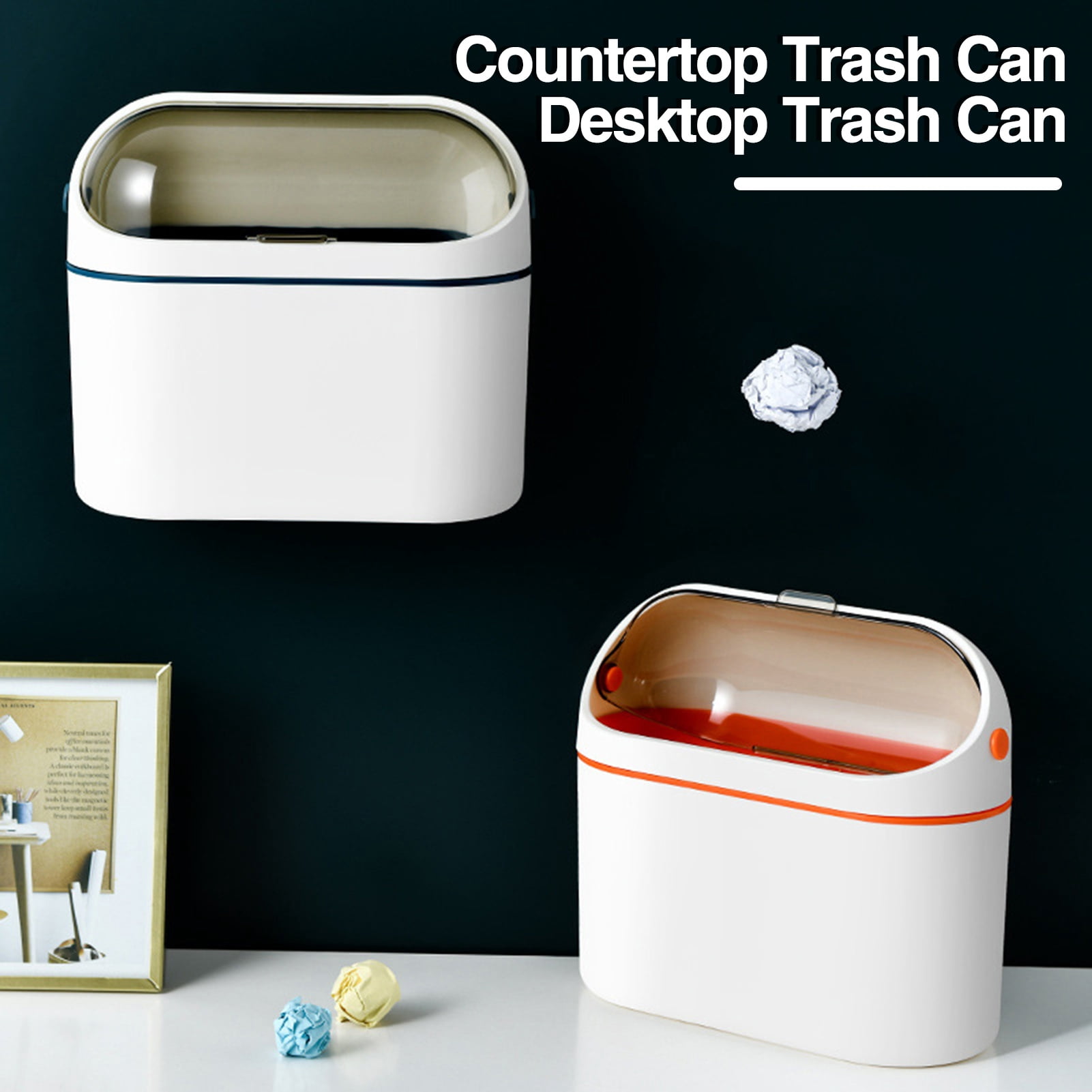 Large Capacity Countertop Trash Can with Clear Lid - Modern Detachable