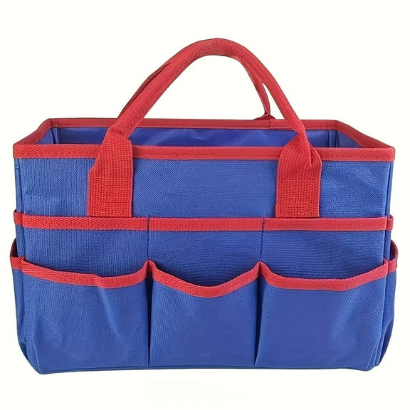 Large Capacity Craft & Sewing Organizer Tote - Portable, Multi-Slot, Expandable Handbag In Blue/Purple