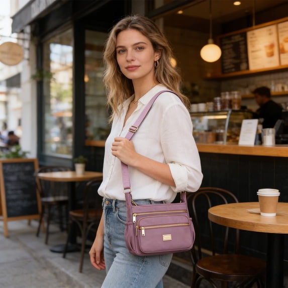 Large Capacity Crossbody Bag for Women Fabric Multi Pocket Shoulder Bag, Fashion Commuter Storage Tote for Daily Use, Lightweight with Adjustable Strap, Perfect for Phone Keys Wallet