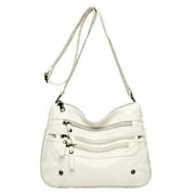 Large Capacity Crossbody Bags for Women Multi Pockets Shoulder Bags Soft Vintage Vegan Leather Tote Purses