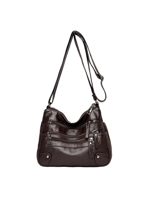 Large Capacity Crossbody Bags for Women Multi Pockets Shoulder Bags Soft Vintage Vegan Leather Tote Purses