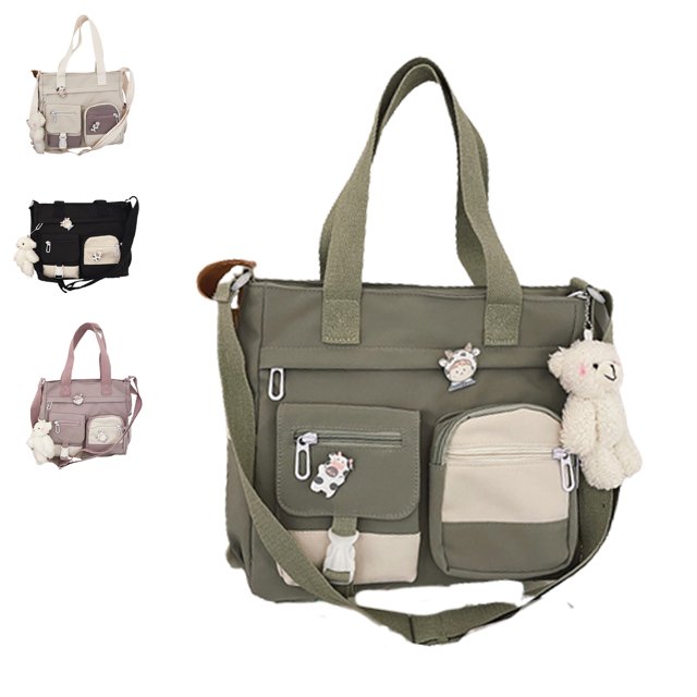 Large Capacity Crossbody Cute Bag for Teen Girls Kawaii Messenger Purse Pendant Nylon Shoulder