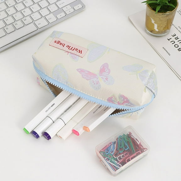Large Capacity Cute Pencil Case Pencil Pouch Pencil Bag,Portable Butterfly Pattern Stationery Storage Bag,Cosmetic Bag Coin Pouch,Multi-functional Makeup Bag for Women