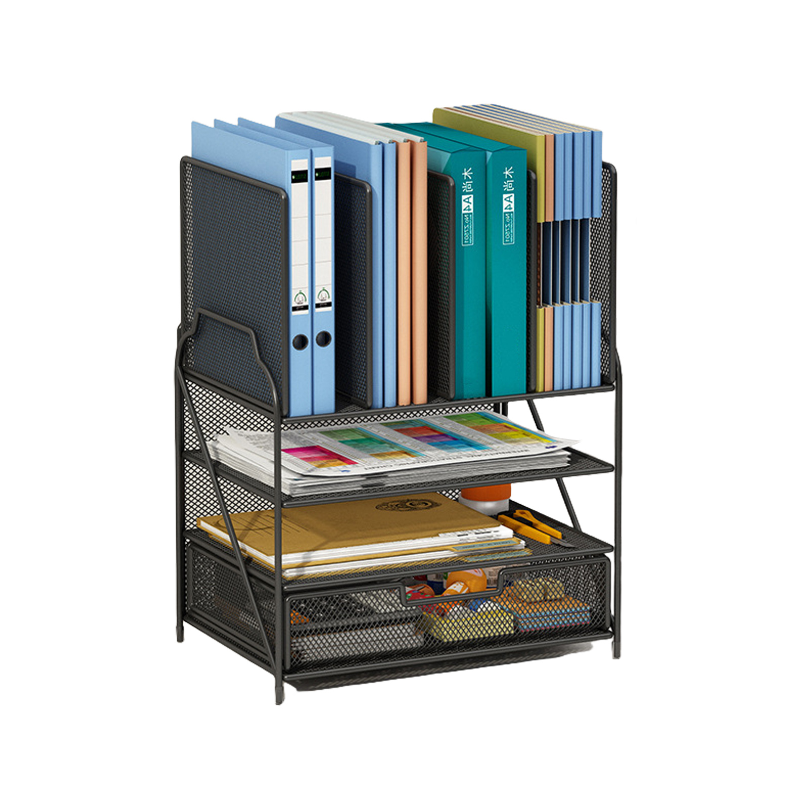 Large Capacity Desk Organiser Pen Holders Paper Letter Tray with File Holders Desk Accessories for Office