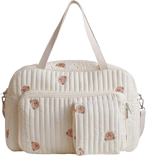 Large Capacity Diaper Bag for Women, Multi-Pocket Travel Tote with Adjustable Shoulder Strap, Portable Hospital & Weekend Bag for Mom and Baby (K)