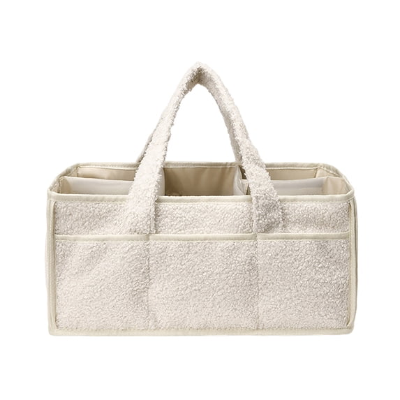 Large Capacity Diaper Organizer Bag, Portable Nursery Storage Handbag with Adjustable Partitions for Travel & Daily Use(White,Regular)