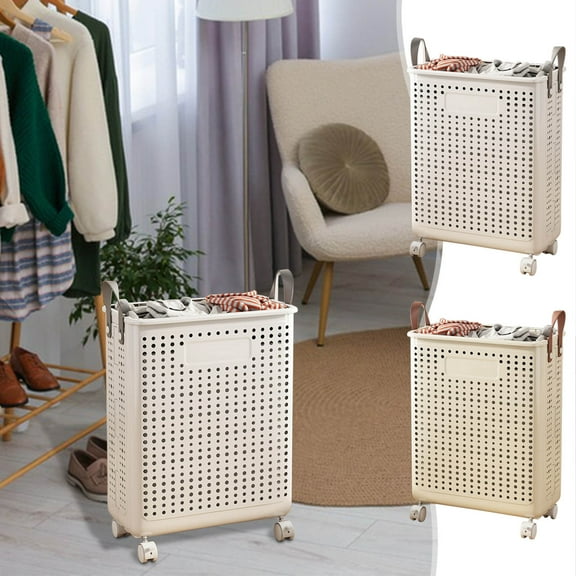 Large Capacity Dirty Clothes Hampers for Laundry with Wheels Foldable Narrow Laundry Basket Collapsible Dirty Clothes Hamper Portable Laundry Storage Bin