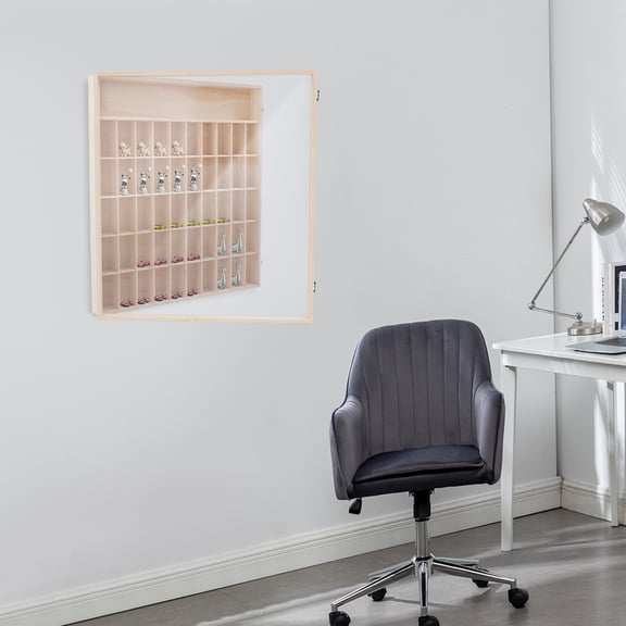 Large-Capacity Display Cabinet, 23.46x24.65in Pine Wood & Acrylic, 50 Compartments (1.97x2.17x4.33in Each), Dust-Proof & Wall-Saving, Ideal for Mini Pop Dolls/Rock Collections/Homes