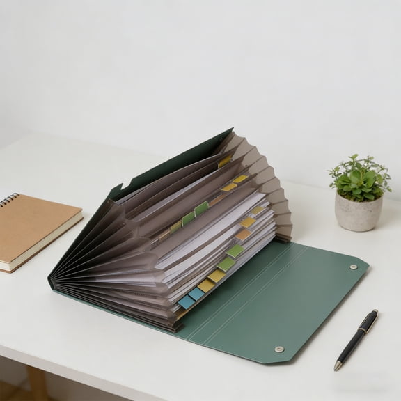 Large Capacity Document Organizer, Accordion Folder (12.9x9.6 Inch) — Multi Pocket Holder, Plastic Storage in Sturdy Construction for Office