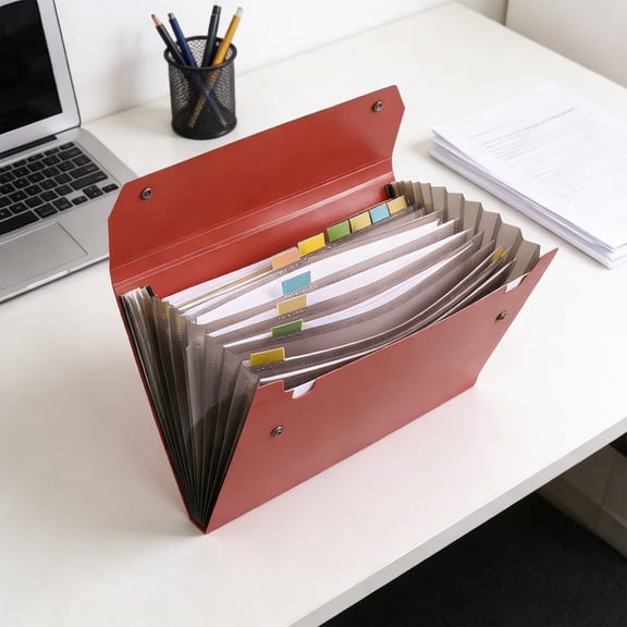 Large Capacity Document Organizer, Accordion Folder (12.9x9.6 Inch) — Multi Pocket Holder, Plastic Storage in Sturdy Construction for Office