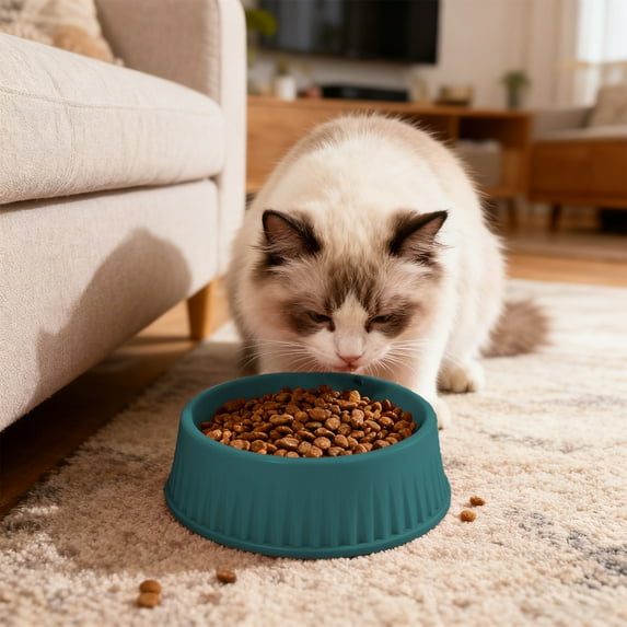 Large Capacity Dog & Cat Food Bowl | Non-Slip Plastic Pet Water Dish | Easy-to-Clean, Durable Matte Finish | Assorted Colors | 7.28"x2.56" | Spill-Resistant Pet Tableware