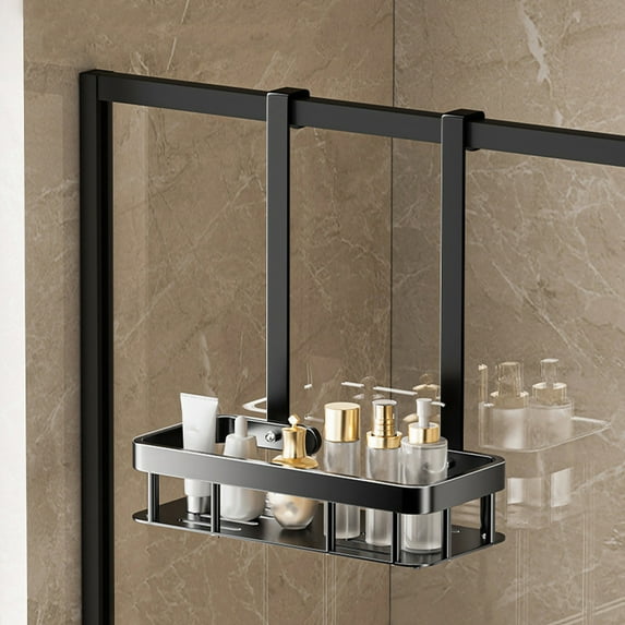 Large Capacity Over The Door Hanging Shower Caddy | Rustproof Metal Shower Organizer with Soap Tray & Hooks | No Drill Installation | 33.5x29.5x13.5cm Storage Rack