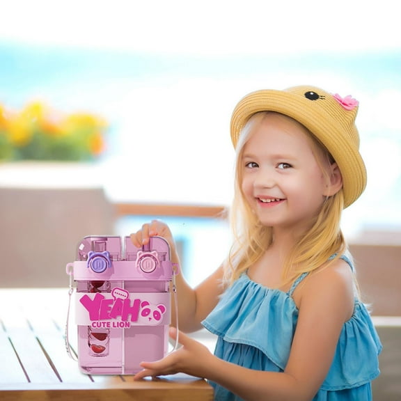 Large Capacity Double Drinking Cup With Compartments Pink (3D) A