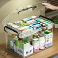 thumbnail image 1 of Large Capacity Double-Layer Medicine Organizer Box - Waterproof, Transparent Storage for Home & Travel, 1 of 7