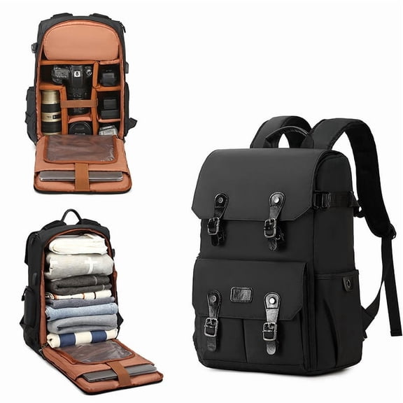 Large Capacity Double Shoulder Photo Bag Outdoor Leisure Waterproof Camera Bag,Black