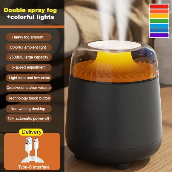 Large Capacity Double Spray Atomizing Humidifier, Ultra Quiet Fragrance Humidifier, USB Powered Essential Oil Diffuser, Suitable For Home, Car, Bedroom Decoration, High Fog Humidifier