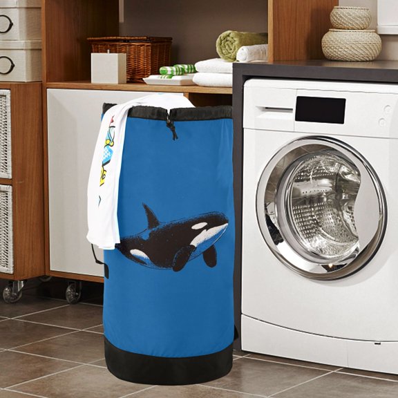 Large Capacity Drawstring Laundry Backpack Portable Dirty Clothes Hamper A Orca