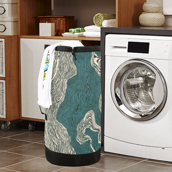 Large Capacity Drawstring Laundry Backpack Portable Dirty Clothes Hamper Abstract Expressionism