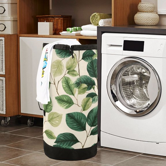 Large Capacity Drawstring Laundry Backpack Portable Dirty Clothes Hamper An Elegant Pattern