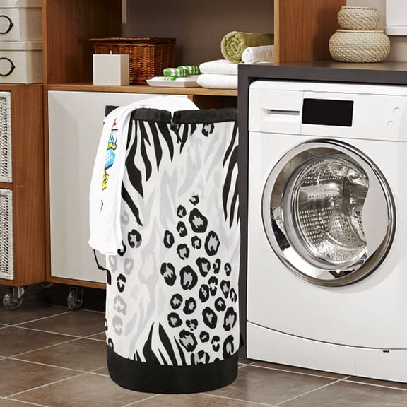 Large Capacity Drawstring Laundry Backpack Portable Dirty Clothes Hamper Animal Print