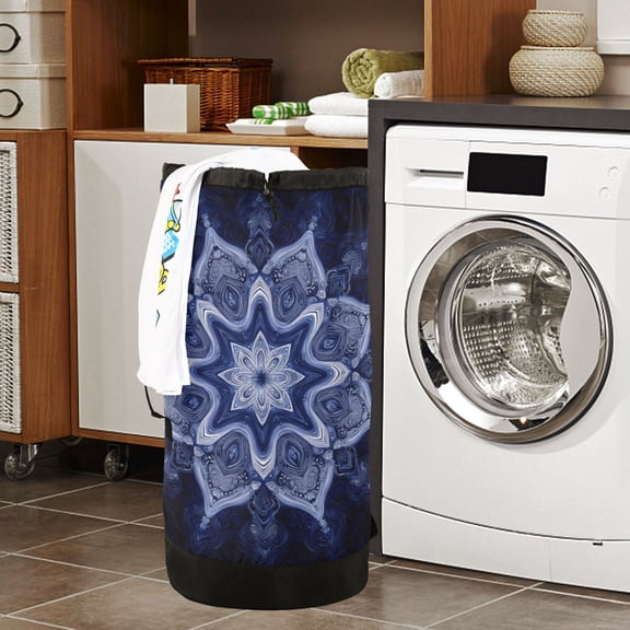 Large Capacity Drawstring Laundry Backpack Portable Dirty Clothes Hamper Kaleidoscopic