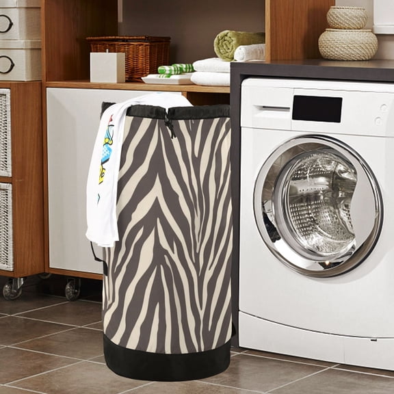 Large Capacity Drawstring Laundry Backpack Portable Dirty Clothes Hamper Zebra Stripes Vector
