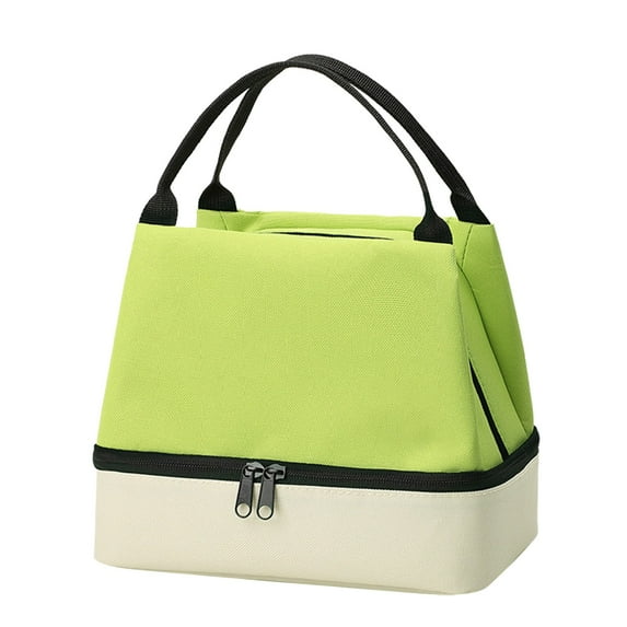 Large Capacity Dual-Layer Lunch Bag, Insulated Lunch Bags for Women, Thickened Aluminum Foil Insulated Tote for Office Workers and Picnics (Green) 9.44x5.51x7.87"