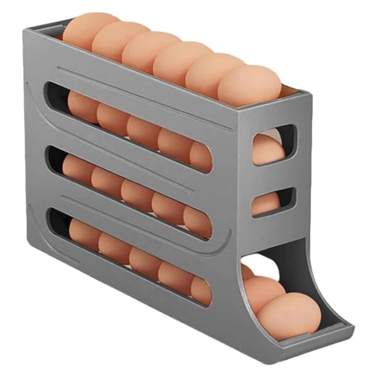 EGYMEN 4-Tier Auto-Rolling Egg Dispenser For Fridge, Space-Saving, Holds 30 Eggs, Durable