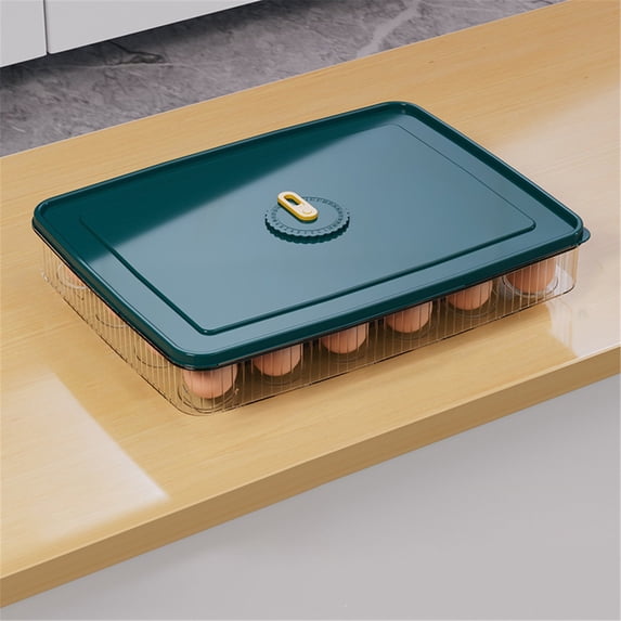 Large Capacity Egg Holder with Lid for Refrigerator, 24 Eggs Storage Container Reusable, Fresh Fridge Organizer for Home Use