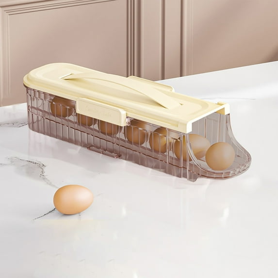 Large Capacity Egg Storage Refrigerator Door Rolling Organizer Shelf Bracket Organizer Refrigerator Stackable Portable Organizer Kitchen Storage Boxes Egg Tray