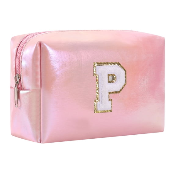 Large Capacity Embroidered Alphabet Cosmetic Bag Travel Toiletry Organizer Clutch Handbag for Women Girls Makeup Storage