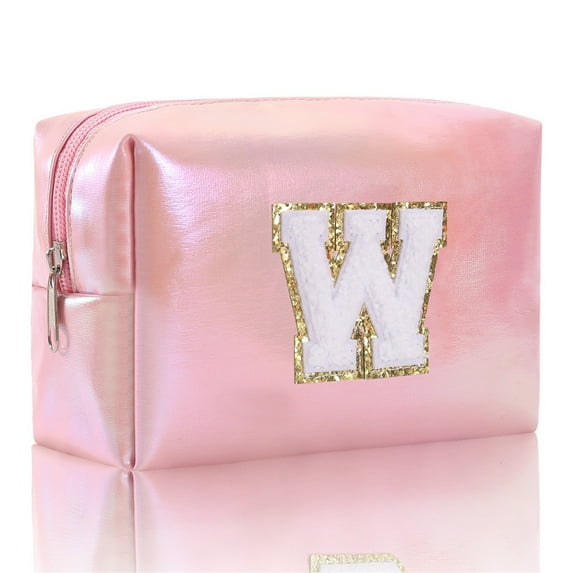 Large Capacity Embroidered Alphabet Cosmetic Bag Travel Toiletry Organizer Clutch Handbag for Women Girls Makeup Storage