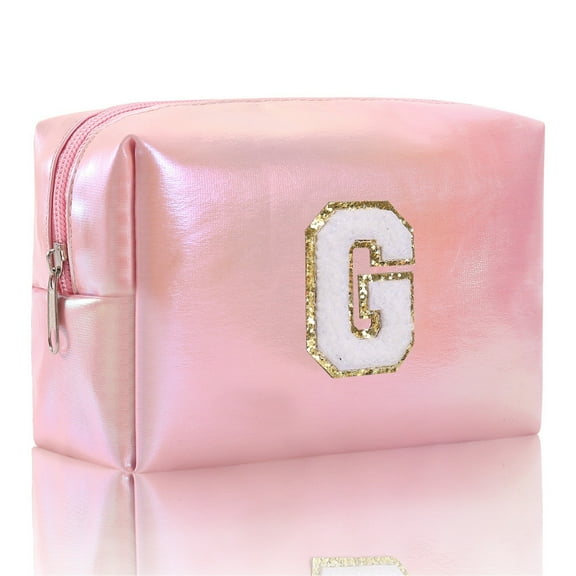 Large Capacity Embroidered Alphabet Cosmetic Bag Travel Toiletry Organizer Clutch Handbag for Women Girls Makeup Storage