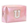 thumbnail image 1 of Large Capacity Embroidered Alphabet Cosmetic Bag Travel Toiletry Organizer Storage Clutch Handbag Purse, 1 of 9