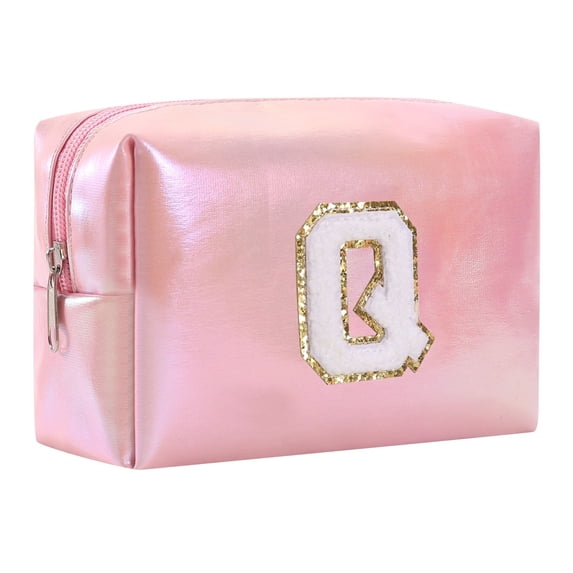 Large Capacity Embroidered Alphabet Cosmetic Bag Travel Toiletry Organizer Storage Clutch Handbag