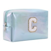 Large Capacity Embroidered Alphabet Cosmetic Bag Travel Toiletry Organizer Storage Clutch Handbag