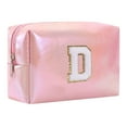 thumbnail image 1 of Large Capacity Embroidered Alphabet Cosmetic Bag Travel Toiletry Organizer Storage Clutch Handbag, 1 of 9