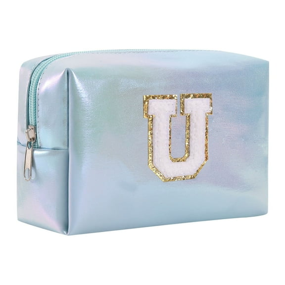 Large Capacity Embroidered Alphabet Cosmetic Bag Travel Toiletry Organizer Storage Pouch Clutch Handbag