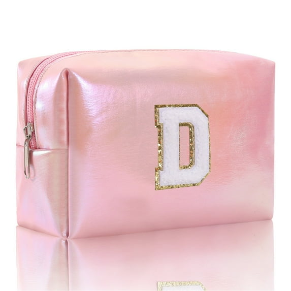 Large Capacity Embroidered Alphabet Cosmetic Bag for Travel Toiletry Storage and Daily Use as Fashionable Clutch Handbag Organizer